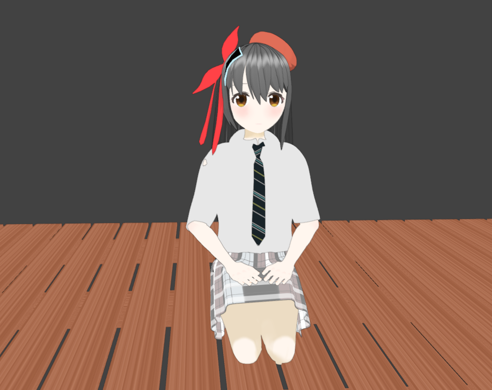 すのこに座るキャラクター(横井陽菜)